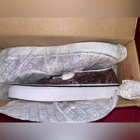 Vans Authentic Old Skool Chunky Glitter True White Skate Sneakers - Picture 3 of 11
